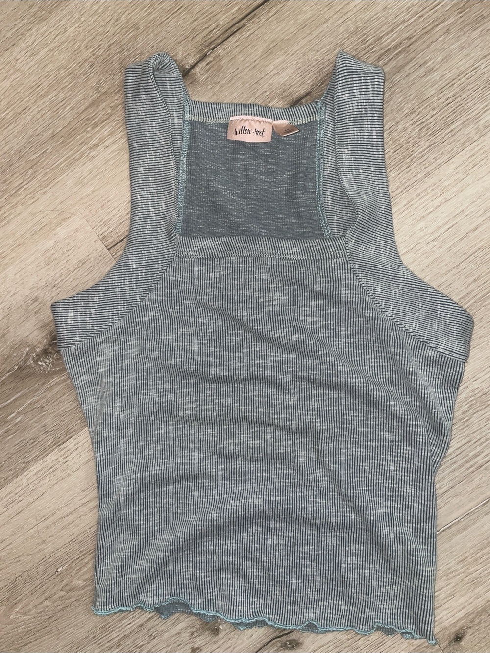 Willow & Root Square Neck Ribbed Tank Top in Steel Blue | Women’s Size Medium
